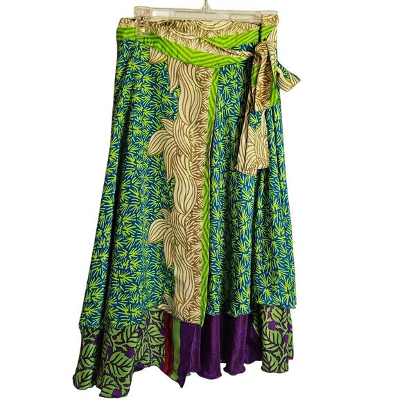 Iris Impressions Silk/Viscose SzM Convertible Reversible Wrap Artzy Skirts. Rare - Picture 1 of 11